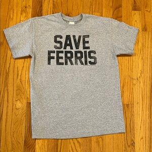“Ferris Bueller’s Day Off”
Gray T-Shirt with 'Save Ferris' Print